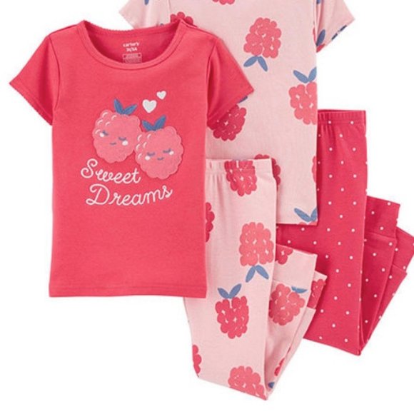 Nwt 4t 4 raspberry berries pajamas summer carters pj sweet dreams fruit easter - Picture 1 of 9